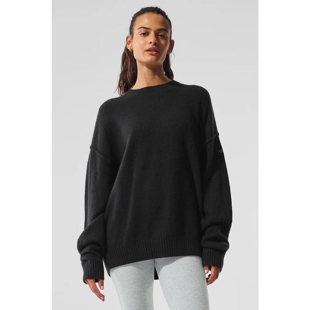 Alo New Class Cashmere Pullover Black Size large NWT